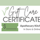 Apothecary Kitchen Gift Care Certificate