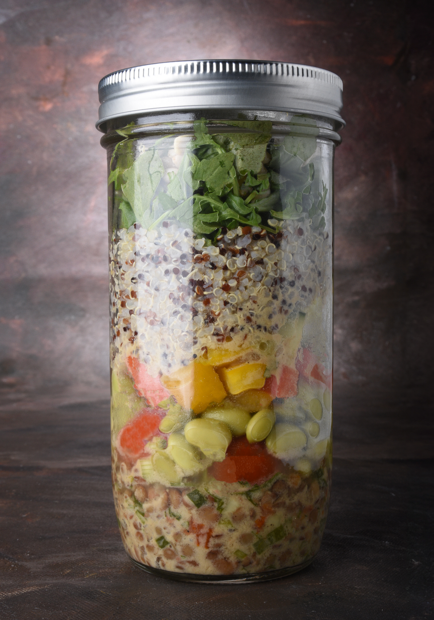 Marinated French Lentil Strata Salad Jar